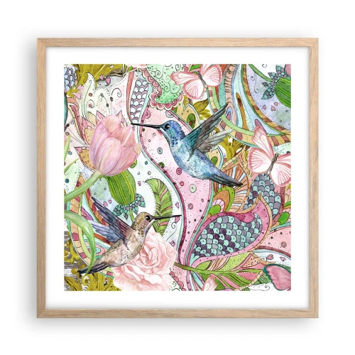 Poster în ramă de stejar deschis - Încurcat în viță de vie - 50x50 cm