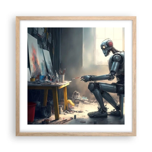 Poster în ramă de stejar deschis - Actul de creație - 50x50 cm