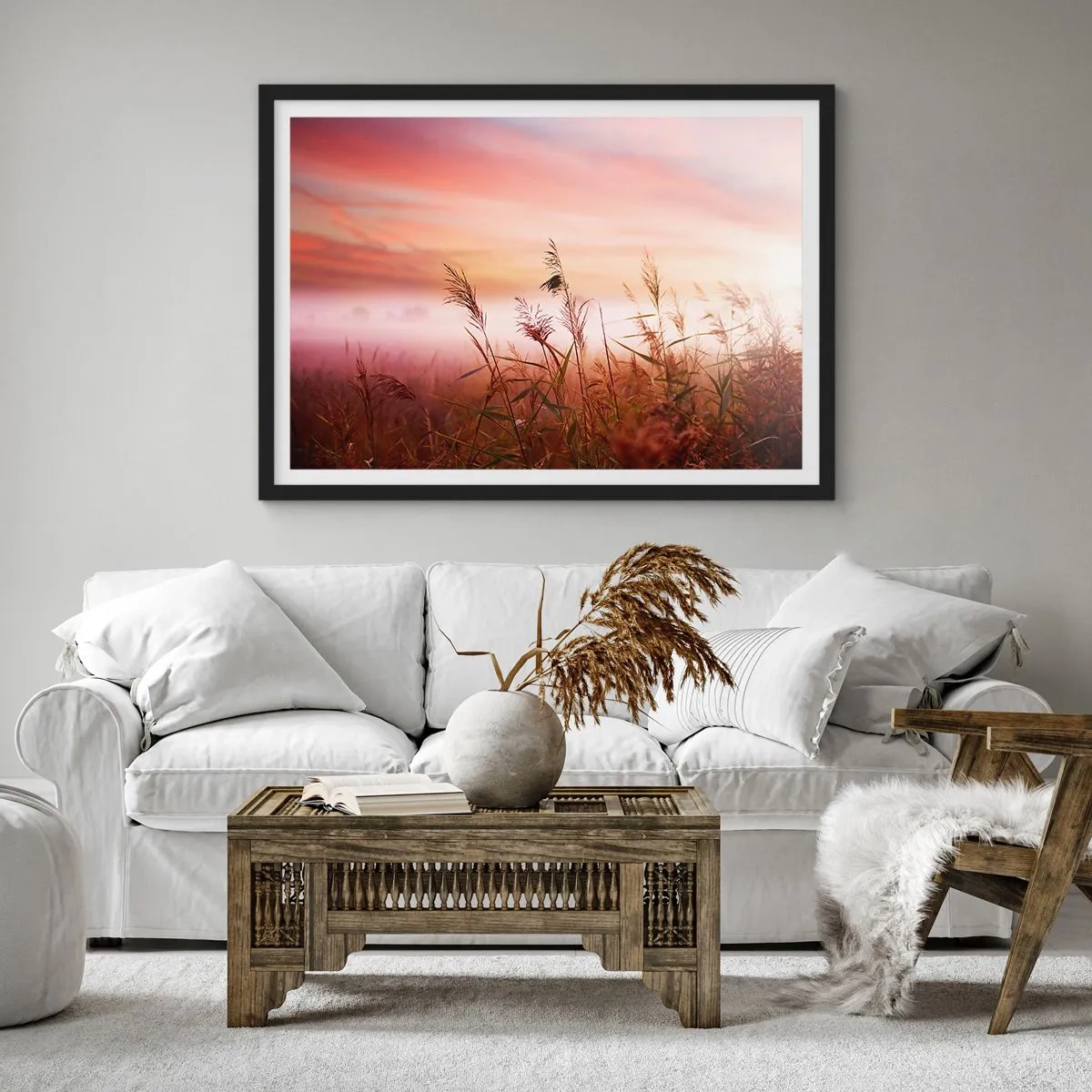 Poster în ramă neagră - Zmeuri, suflante, vânt - 100x70 cm