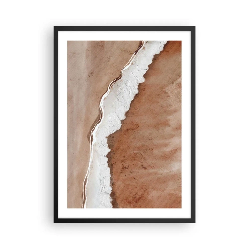 Poster în ramă neagră - Textură abstractă în nuanțe de maro și alb - 50x70cm - În culorile pământului - Decorațiune modernă pentru perete pentru living și dormitor ARTTOR