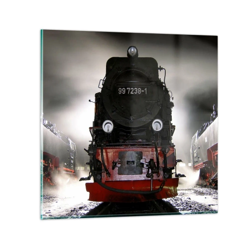 Tablou pe sticlă - Stă și pufuie, geme și suflă... - 30x30 cm