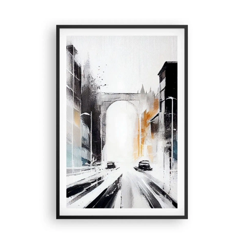 Poster în ramă neagră - Studiu de oraș: arhitectură și mișcare - 61x91 cm