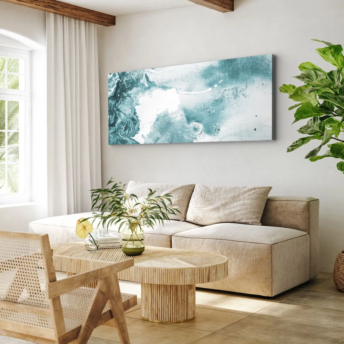 Tablou pe pânză - Câmpii inundabile de albastru - 120x50 cm