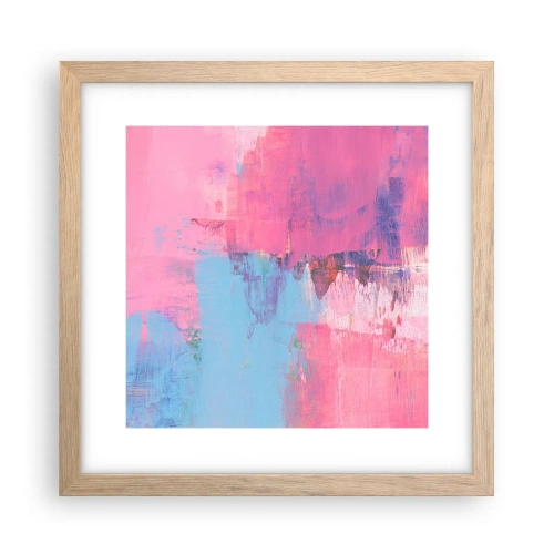Poster în ramă de stejar deschis - Roz, albastru și un strop de lumină - 30x30 cm