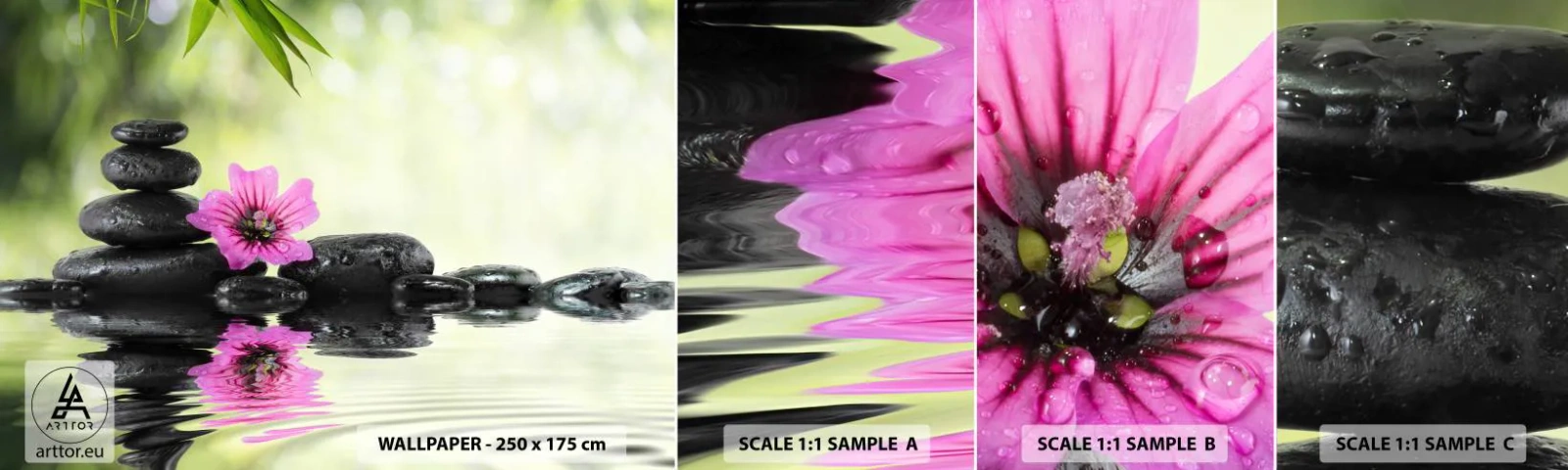 Mostră tapet autocolant Deluxe Sticker - Timp pentru suflet - Floare, Cultură, Bambus - 100x30 cm