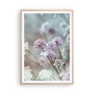 Poster în ramă de stejar deschis - Ierburi dulci filigranate - 70x100 cm