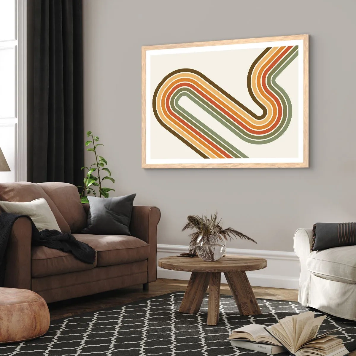 Poster în ramă de stejar deschis - Cu zigzag până la destinație - 100x70 cm