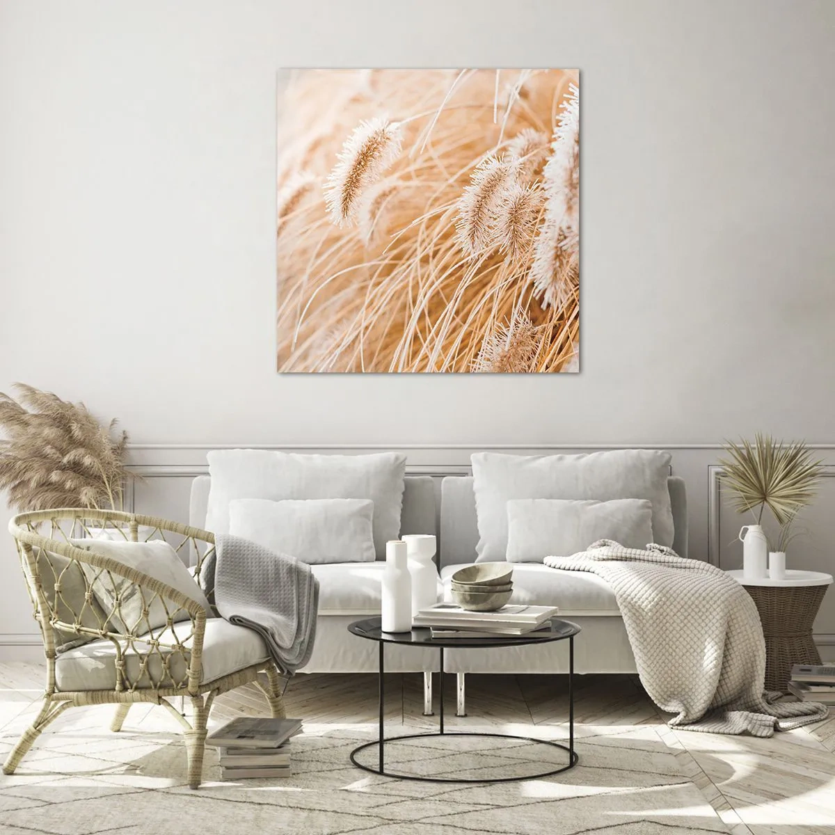 Tablou pe sticlă - Foșnetul auriu al ierburilor - 60x60 cm