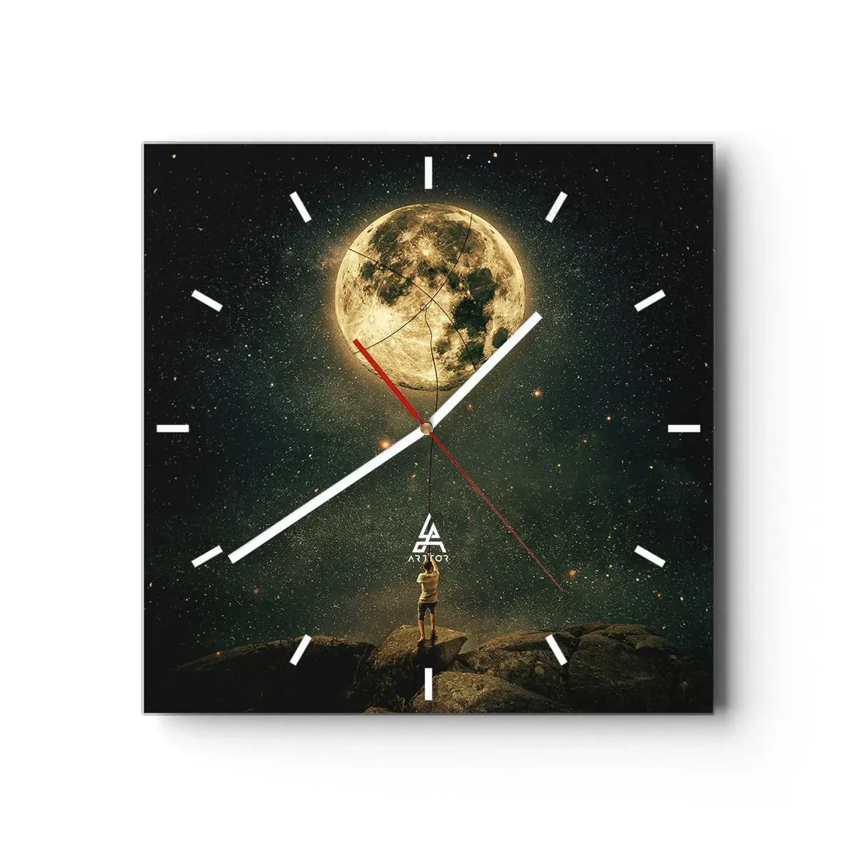 Ceas de perete - Ceas pe sticlă - Cel care a furat Luna - 40x40 cm