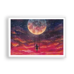 Poster în ramă albă - Cu capul în nori - 100x70 cm