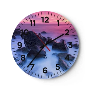 Ceas de perete - Ceas pe sticlă - Naștere în sclipici și ceață - 30x30 cm