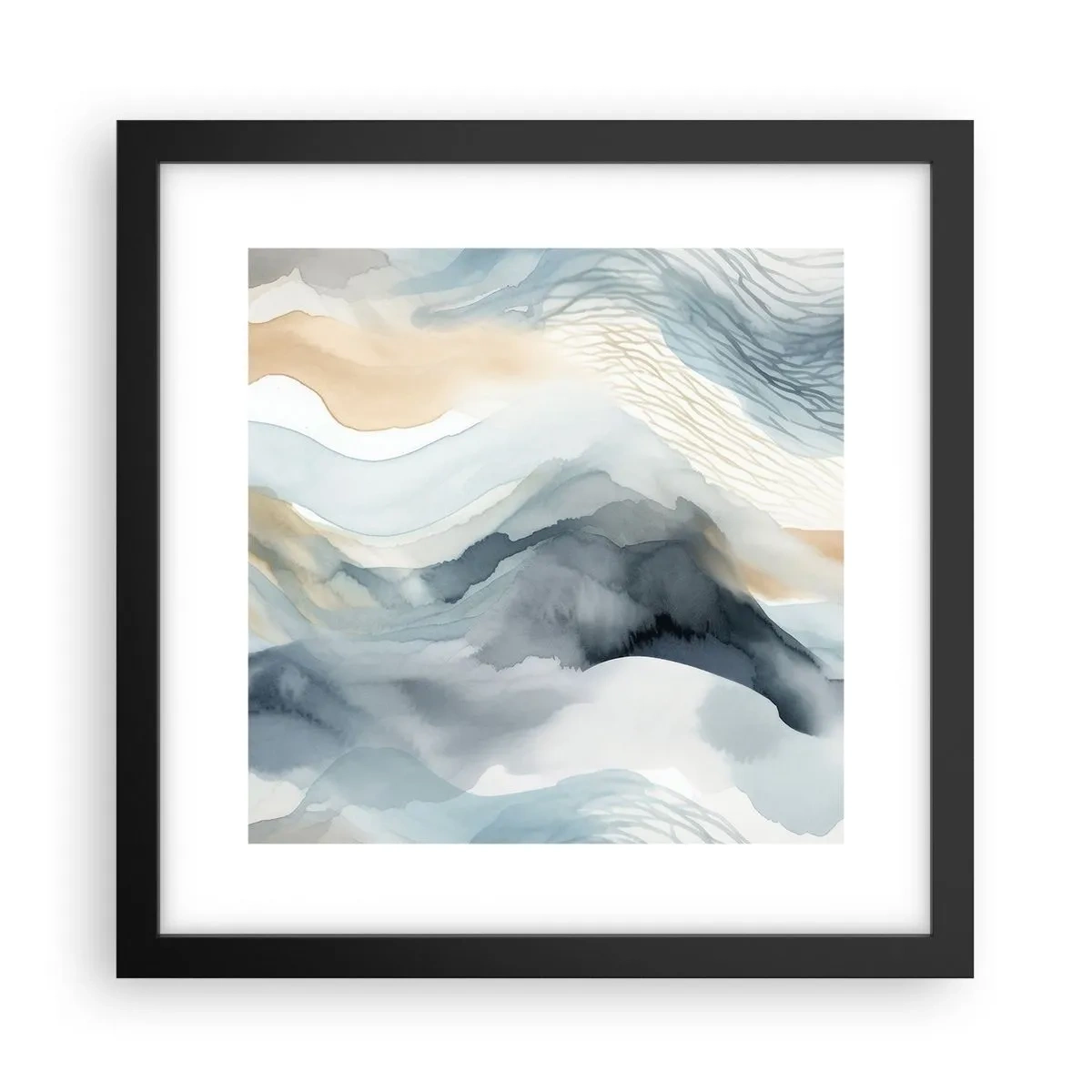 Poster în ramă neagră - Abstracție de zăpadă și ceață - 30x30 cm