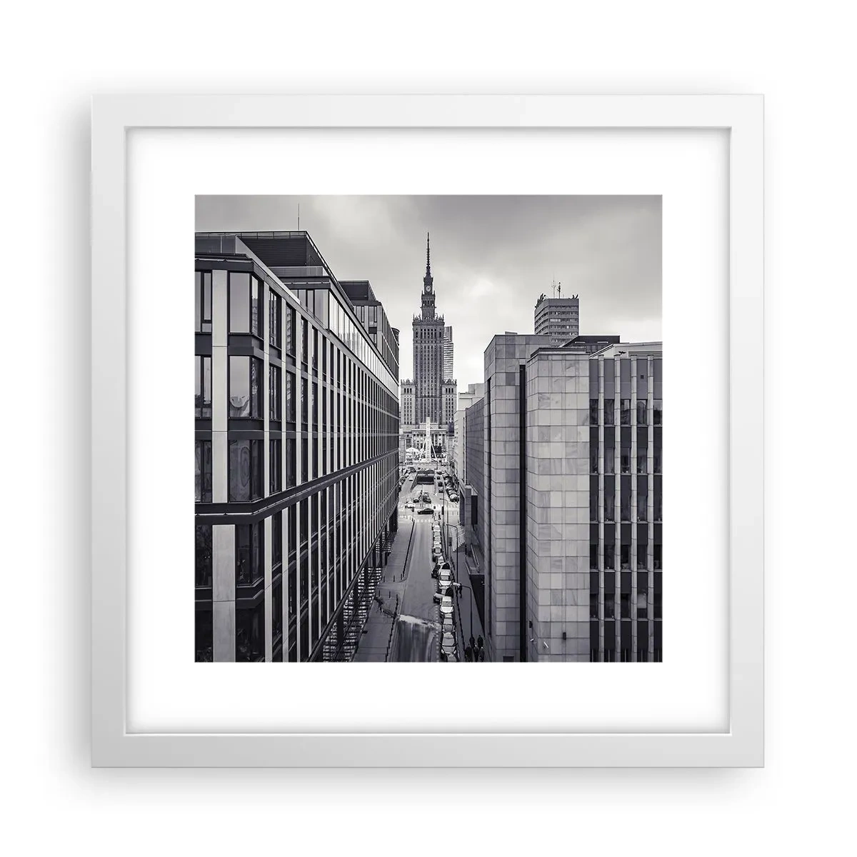 Poster în ramă albă - Vale citadină din Varșovia - 30x30 cm