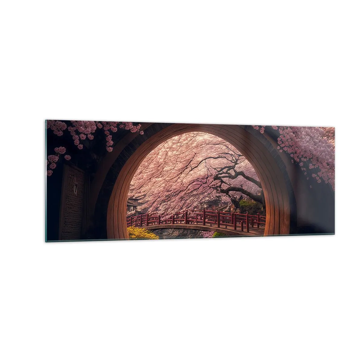 Tablou pe sticlă - Primăvara japoneză - 140x50 cm