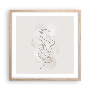 Poster în ramă de stejar deschis - Încurcați într-o îmbrățișare - 50x50 cm