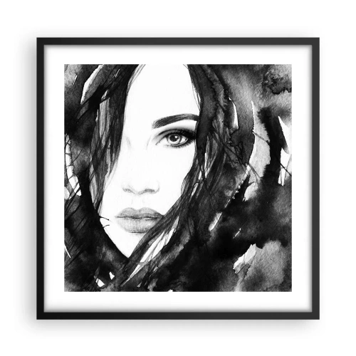 Poster în ramă neagră - Studiu unei dame în alb și negru - 50x50 cm