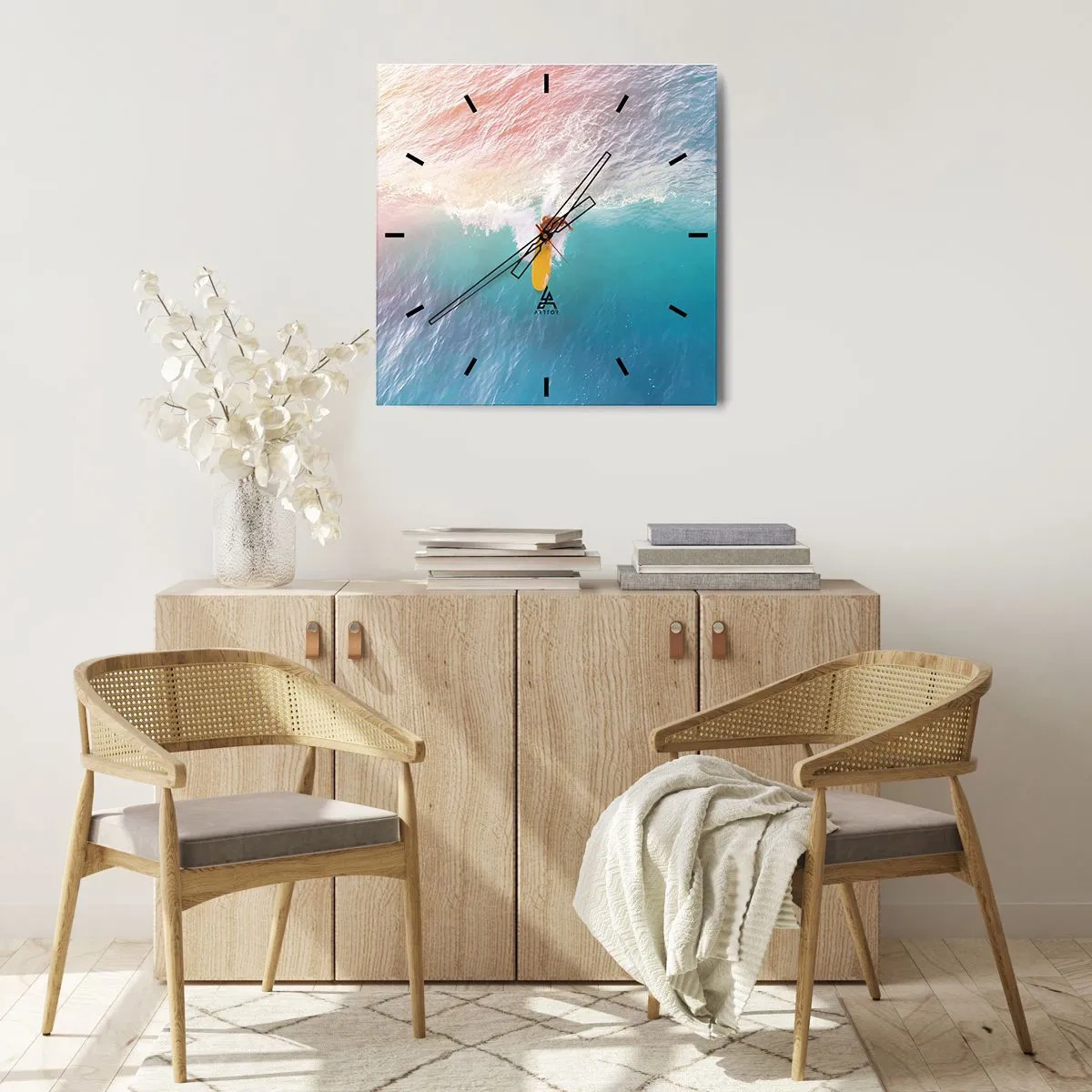 Ceas de perete - Ceas pe sticlă - Călărețul oceanului - 30x30 cm