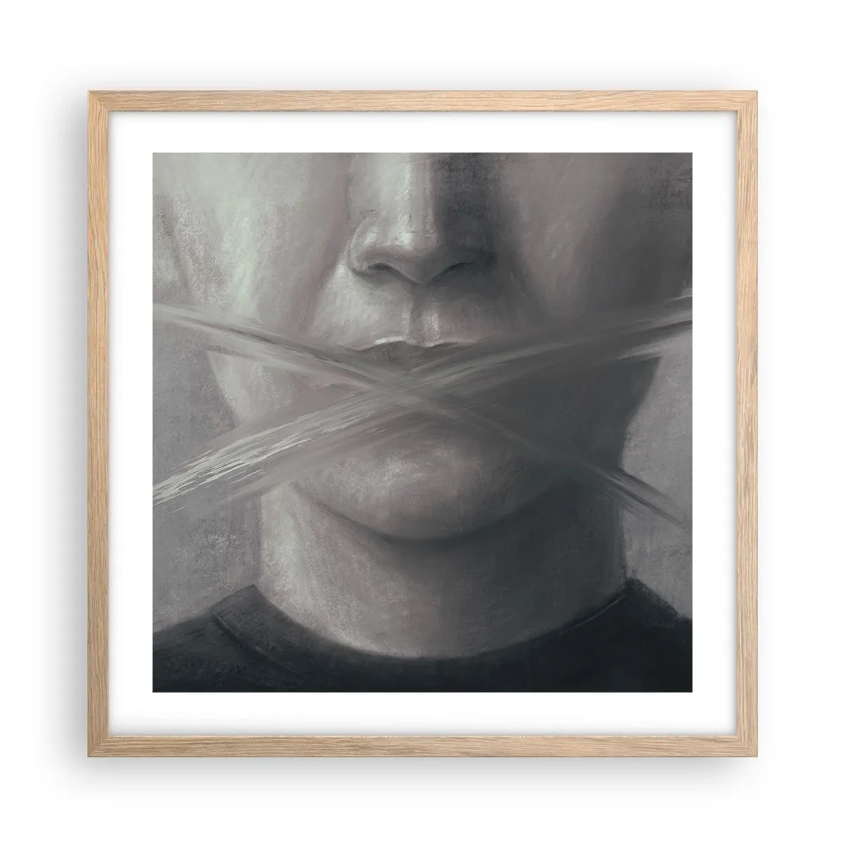 Poster în ramă de stejar deschis - Nici un cuvânt - 50x50 cm