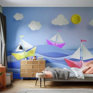 Tapet Premium Canvas - Ah, ce plăcut e să te legeni printre valuri - Pentru copii, Nautic, Łódź - 200x140 cm