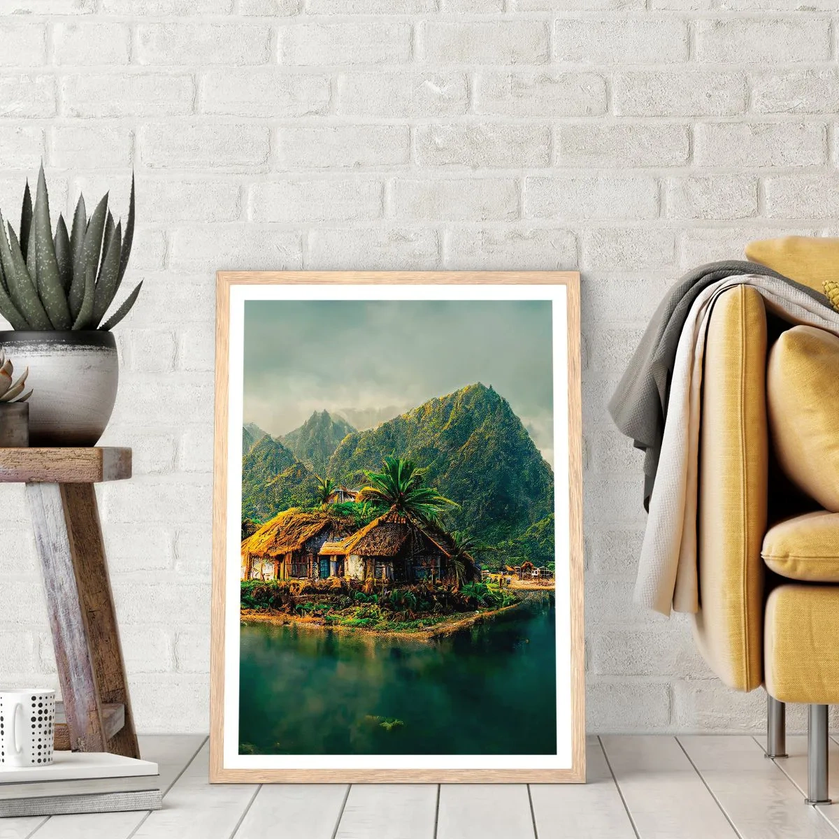 Poster în ramă de stejar deschis - Paradisul tropical - 40x50 cm