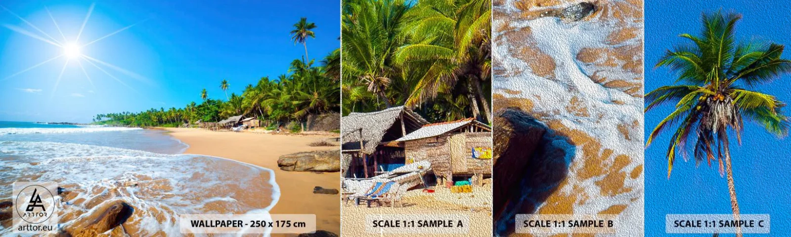 Mostră tapet Premium Sand - Un loc exotic pentru tine - Peisaj, Mare, Plaja Paradisului - 100x30 cm