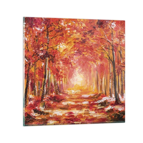 Tablou pe sticlă - Pădurea de cupru - 70x70 cm