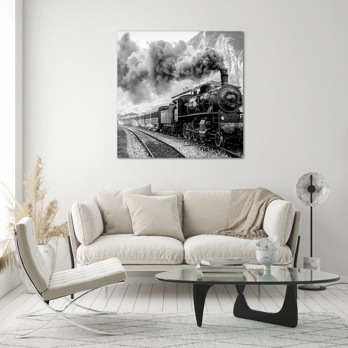 Tablou pe sticlă - La gară... - 70x70 cm