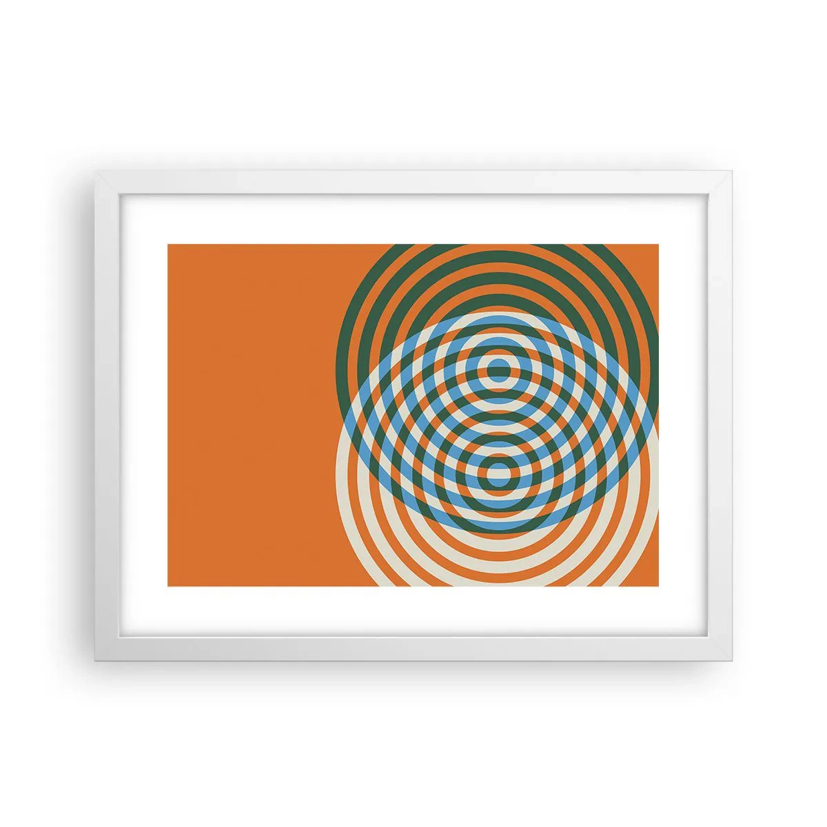 Poster în ramă albă - Variație circulară abstractă - 40x30 cm