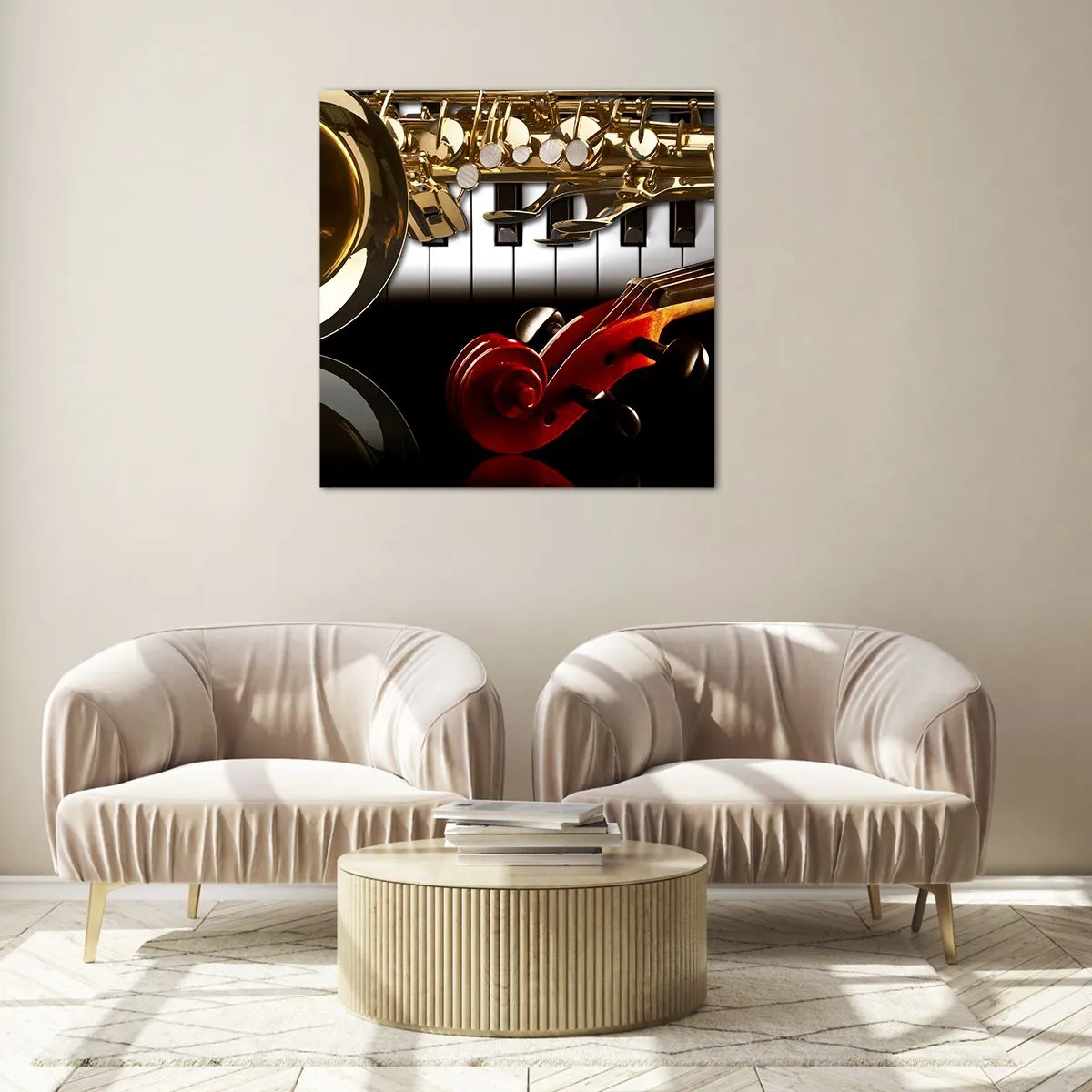 Tablou pe sticlă - Tablă, lemn și fildeș - 60x60 cm