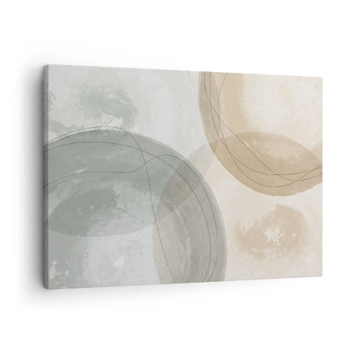 Tablou pe pânză Canvas - Compoziție abstractă în culori pastelate cu linii - 70x50cm - Întrepătrunderea lumilor - Decorațiune modernă pentru perete pentru living și dormitor ARTTOR