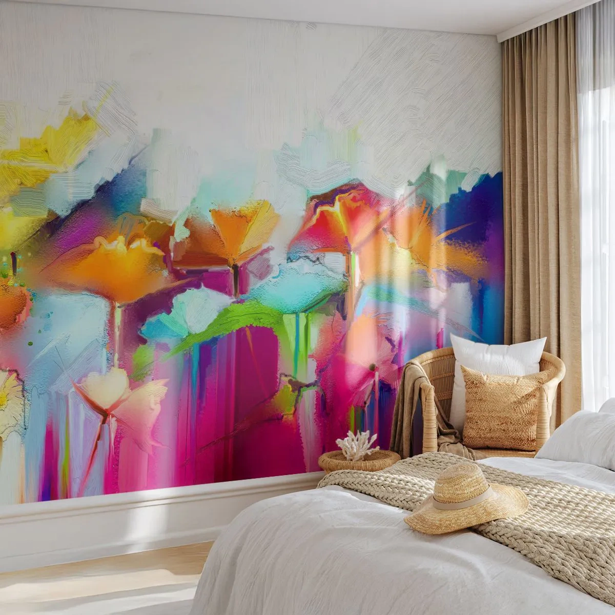 Tapet Standard Eco - Curcubeul înflorit - Abstracția, Flori, Bucată - 200x140 cm