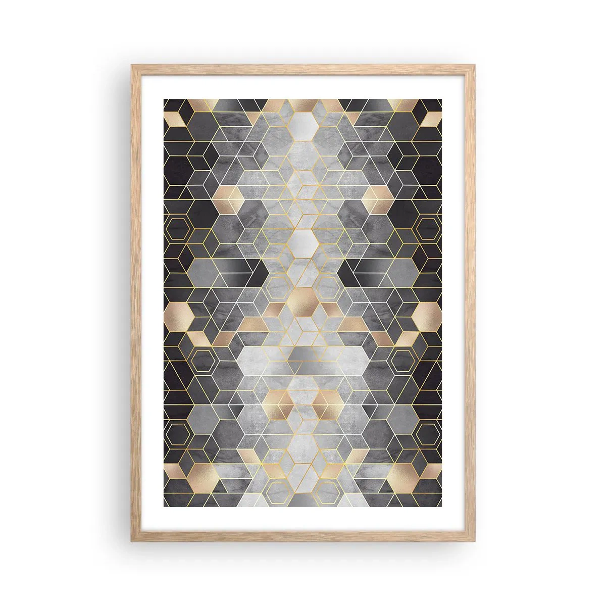 Poster în ramă de stejar deschis - Compoziție diamantată - 50x70 cm