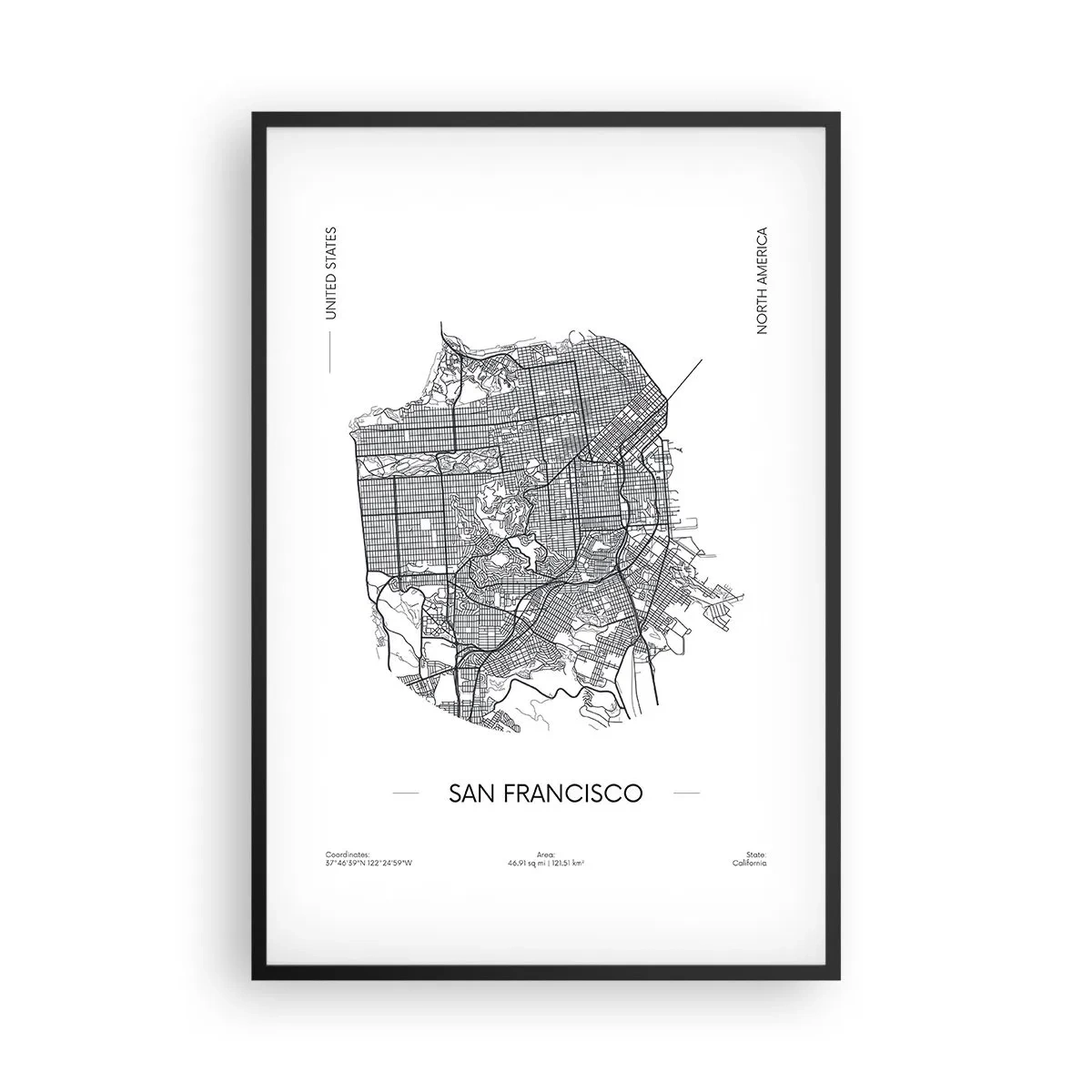Poster în ramă neagră - Anatomia San Francisco - 61x91 cm