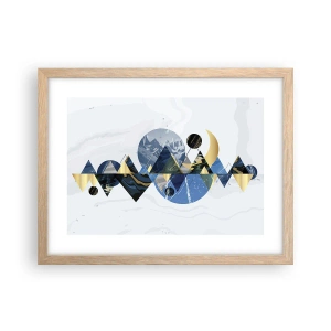 Poster în ramă de stejar deschis - Peisaj geometric - 40x30 cm