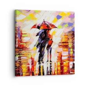 Tablou pe pânză - Împreună prin noapte și ploaie - 30x30 cm