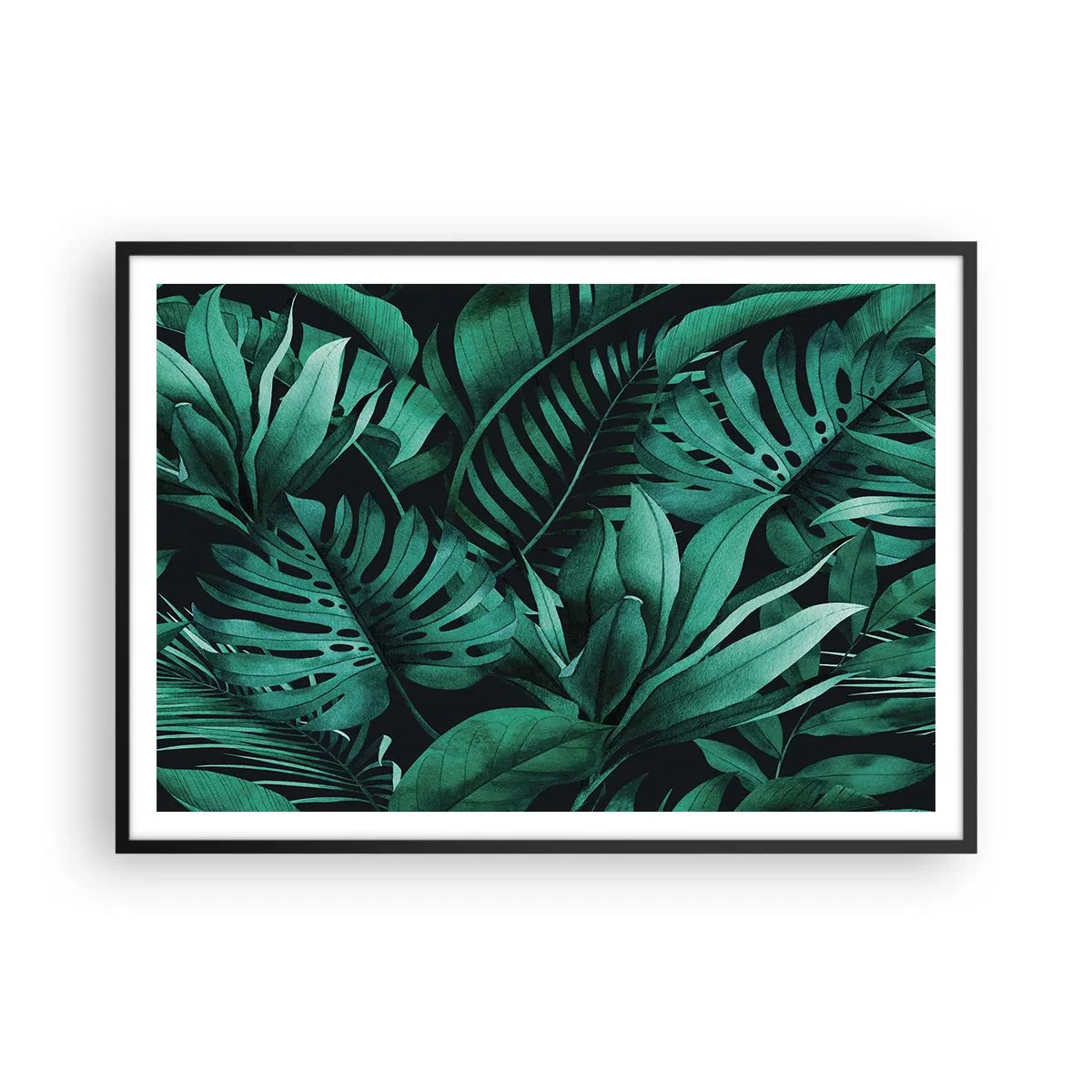 Poster în ramă neagră - Profunzimea verdelui tropical - 100x70 cm