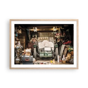 Poster în ramă de stejar deschis - Înapoi în trecut - 70x50 cm