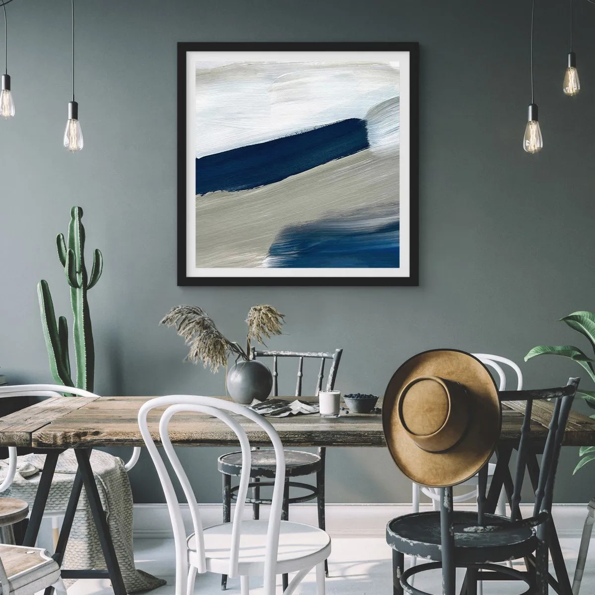 Poster în ramă neagră - Întâlnire cu albul - 40x40 cm