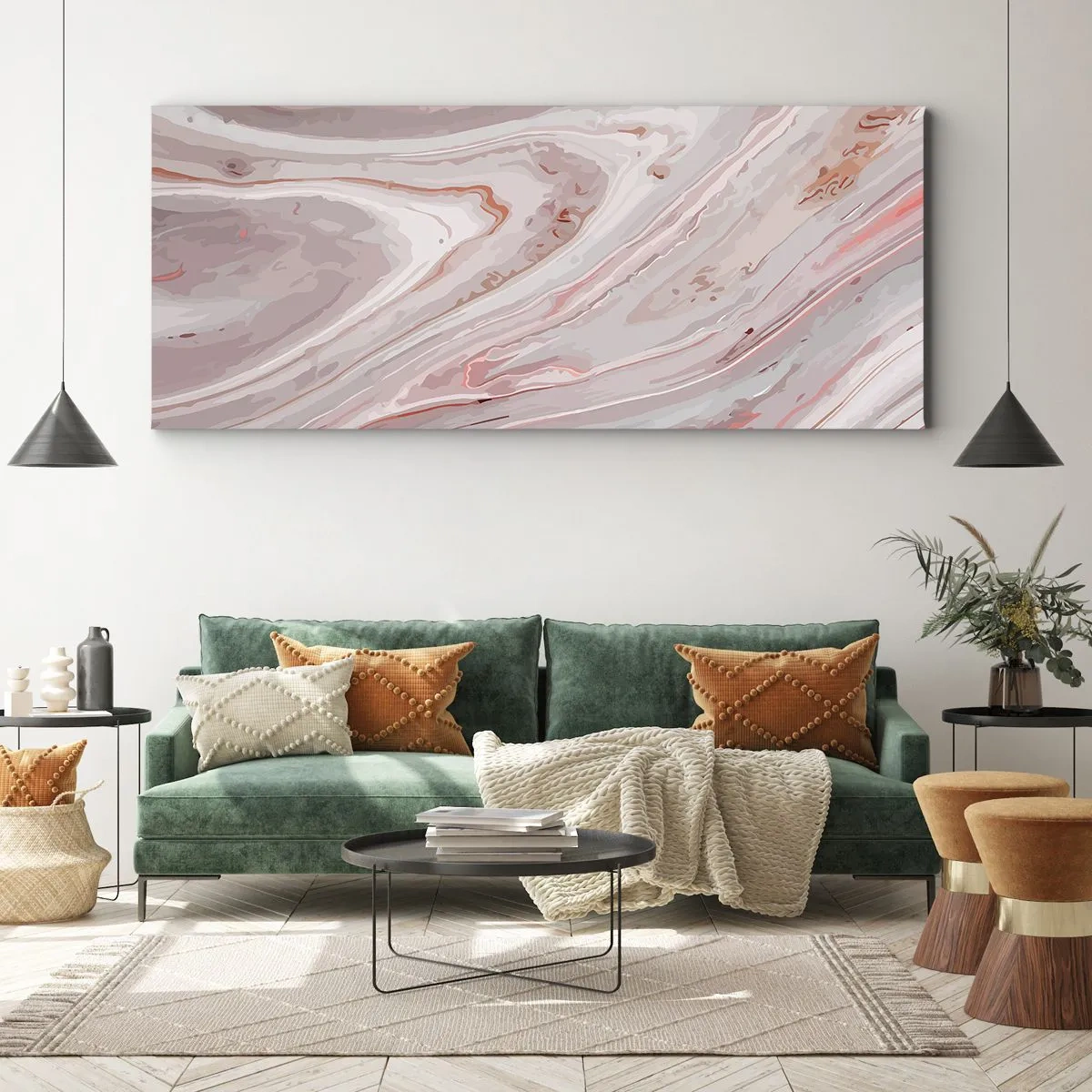 Tablou pe pânză - Roz lichid - 100x40 cm