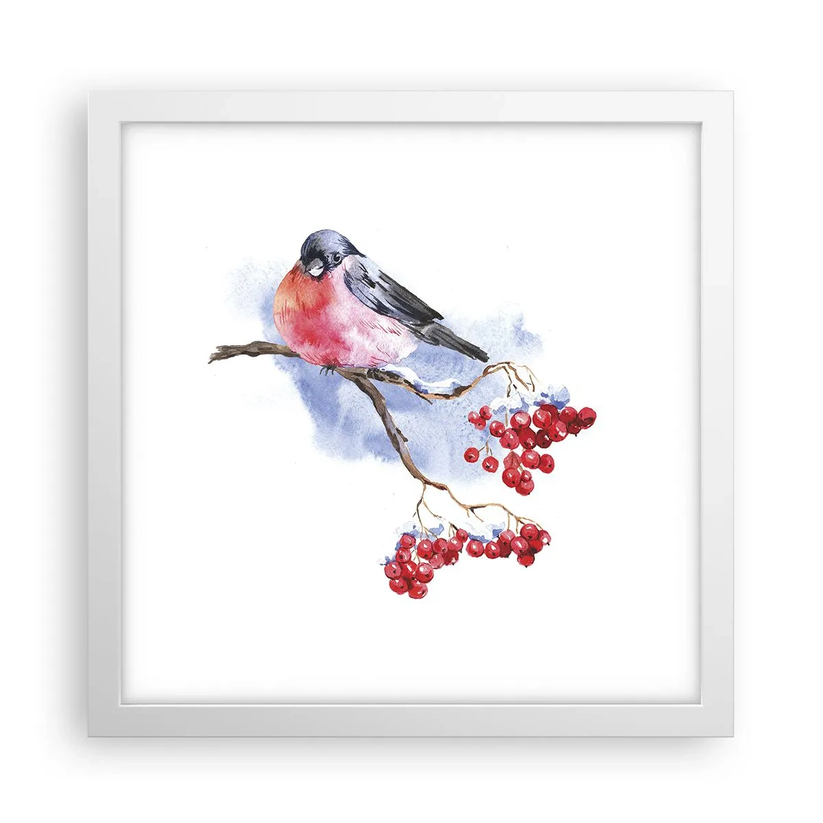 Poster în ramă albă - Iarna în culori - 30x30 cm