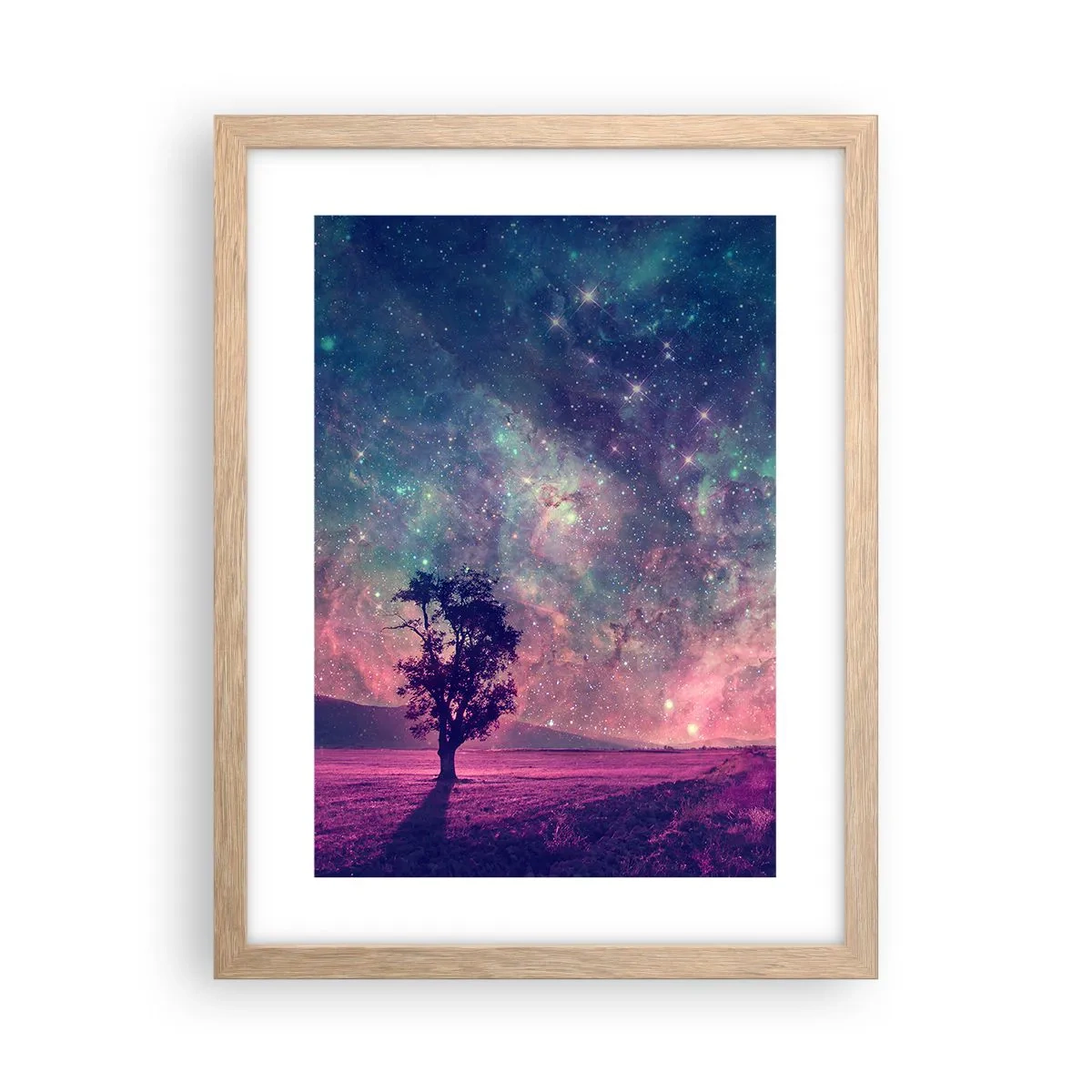 Poster în ramă de stejar deschis - Sub un cer magic - 30x40 cm