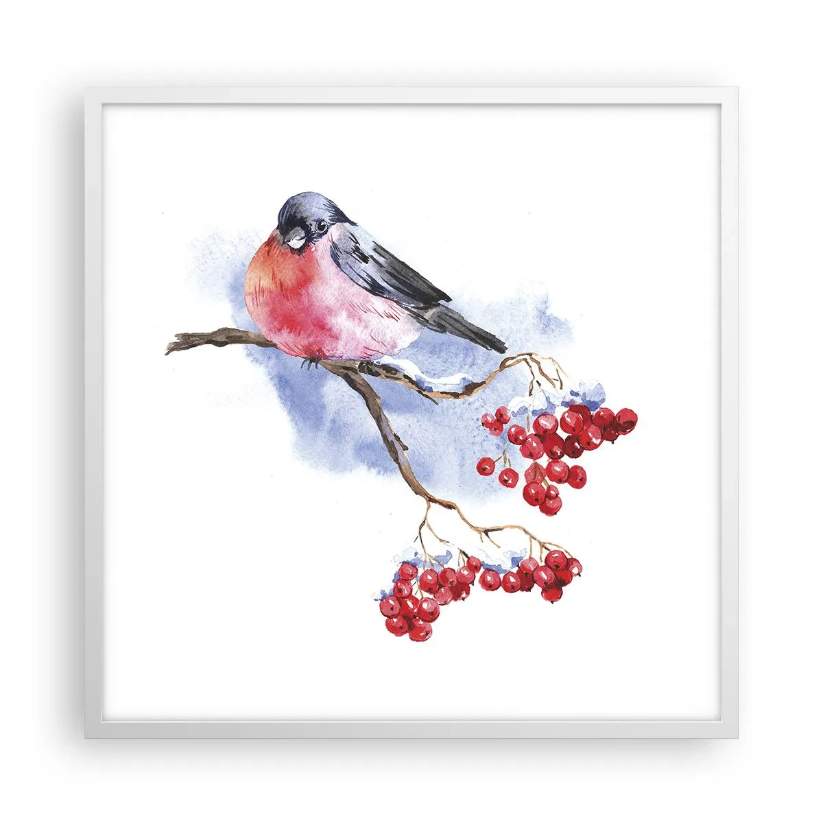 Poster în ramă albă - Iarna în culori - 60x60 cm