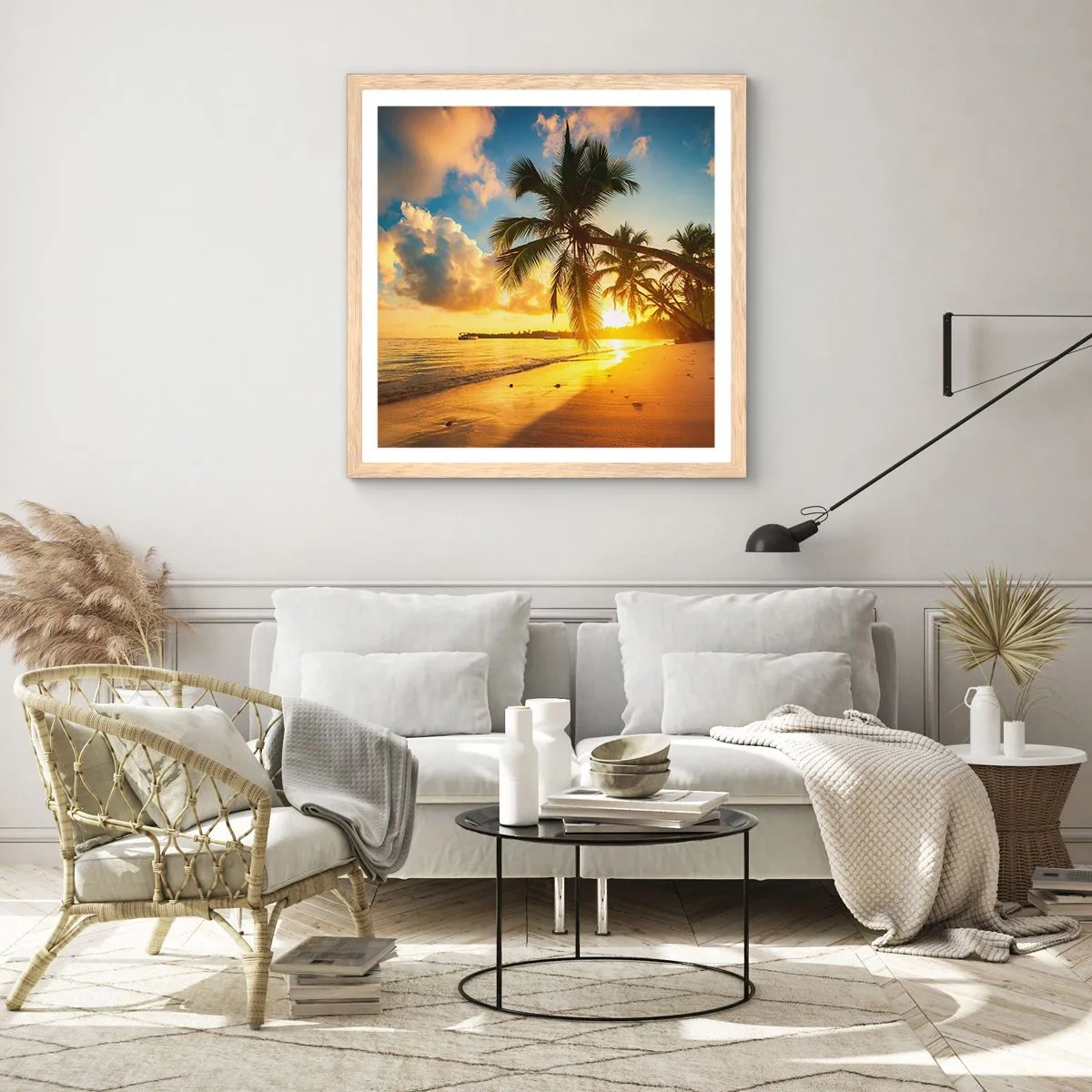 Poster în ramă de stejar deschis - Visul din Caraibe - 50x50 cm