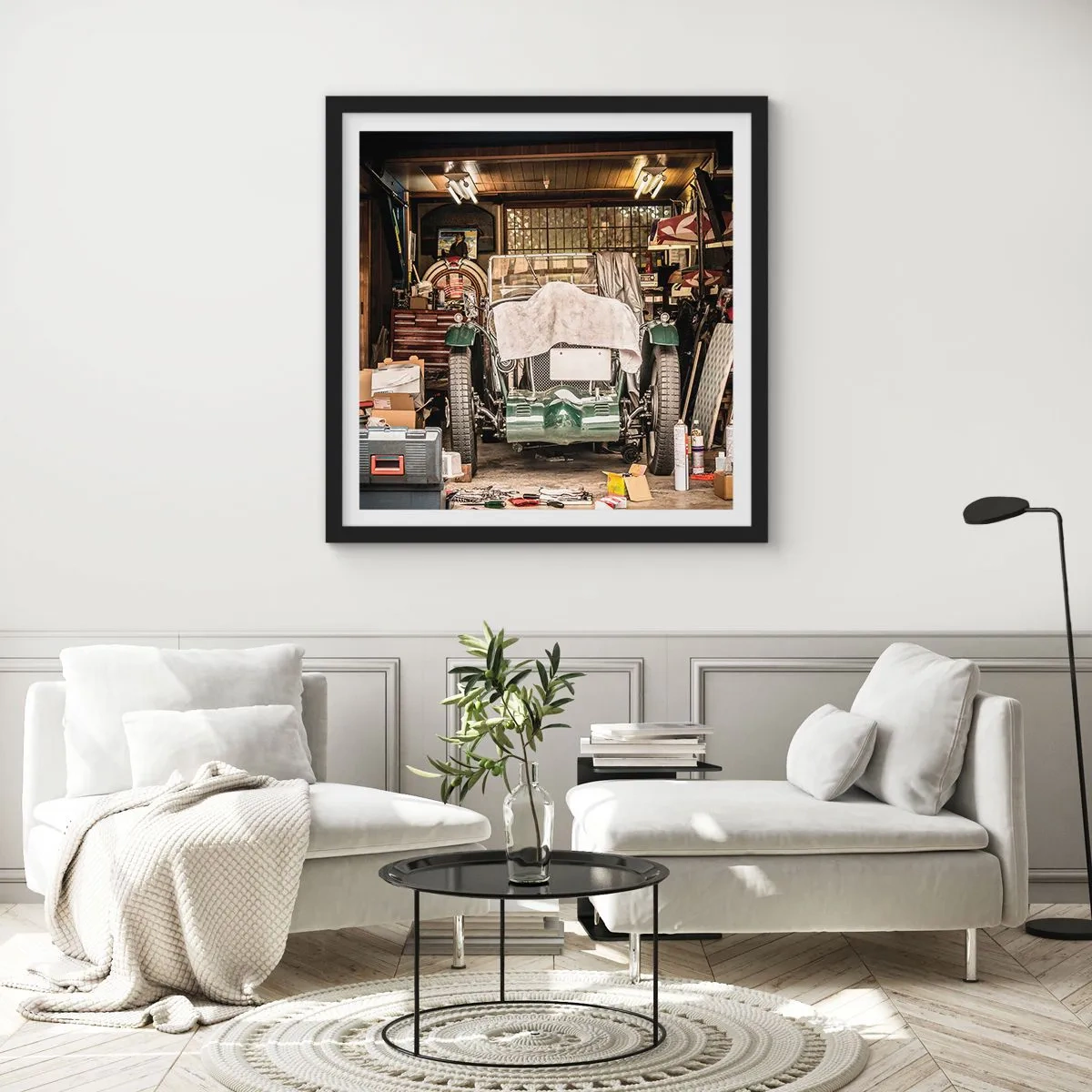 Poster în ramă neagră - Înapoi în trecut - 40x40 cm