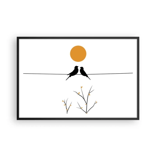 Poster în ramă neagră - Seară cu privighetori - 91x61 cm