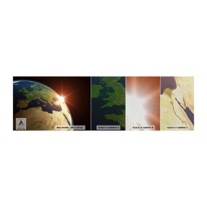 Mostră tapet Premium Sand - Răsărit de soare - Cosmos, Glob, Continente - 100x30 cm