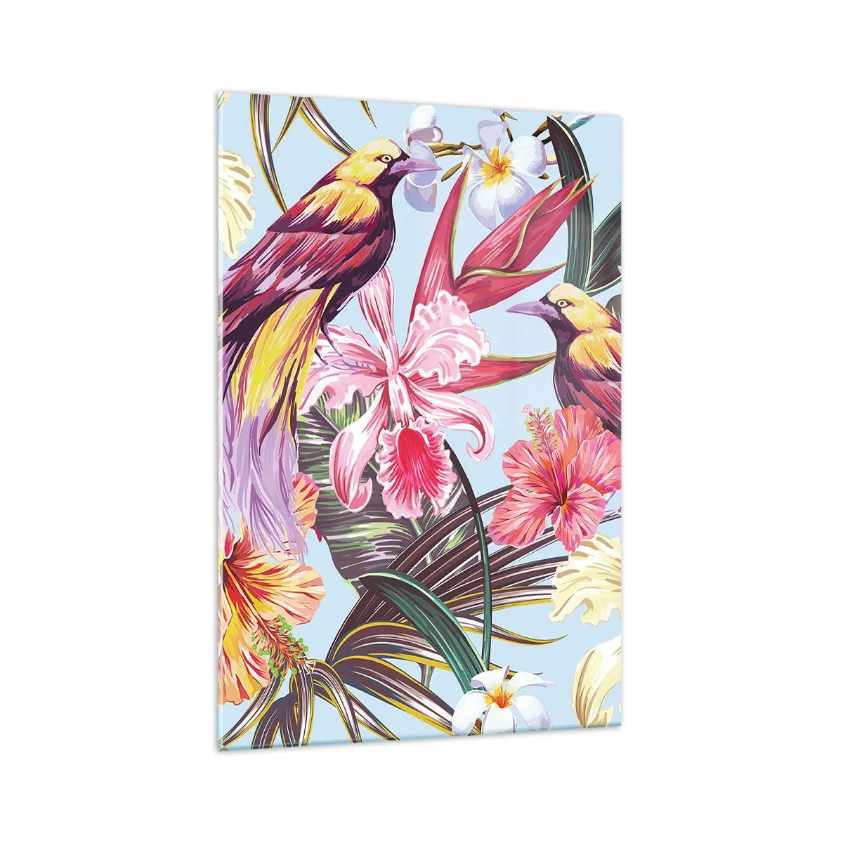 Tablou pe sticlă - Petale și pene - 70x100 cm