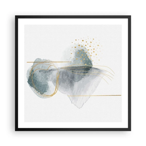 Poster în ramă neagră - Despre relația dintre gri și auriu - 60x60 cm
