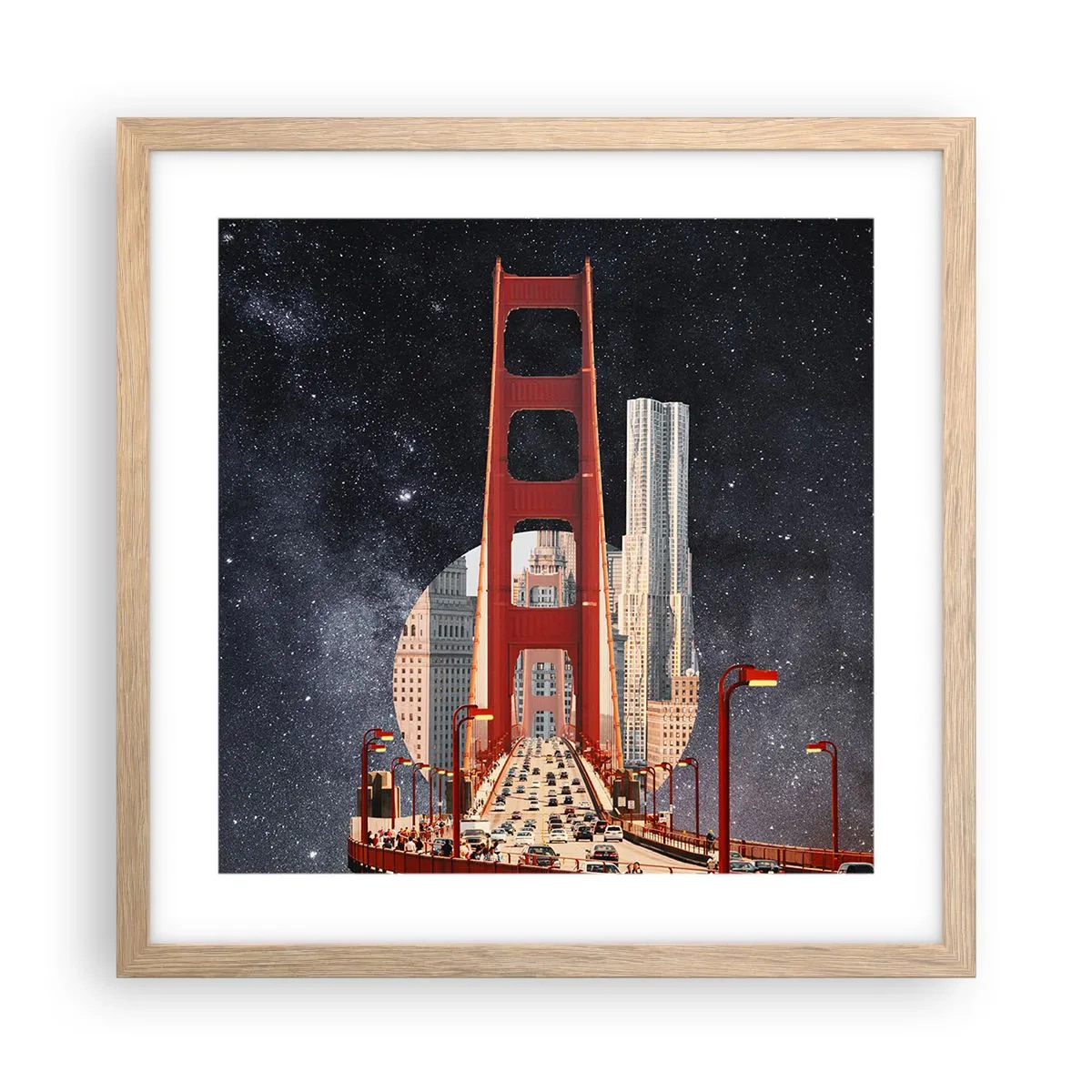 Poster în ramă de stejar deschis - Întotdeauna în centru - 40x40 cm