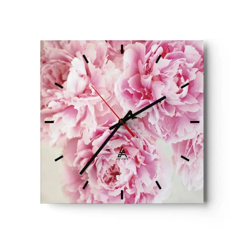 Ceas de perete - Ceas pe sticlă - În luxul roz - 40x40 cm
